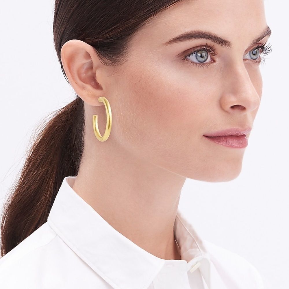 JCREW thick hoop earrings gold plated Q1 - Picture 1 of 5